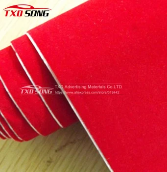 

High quality Red Velvet Film Car velvet vinyl film Automotive Decals sticker like Real suede fabric material Velvet Film