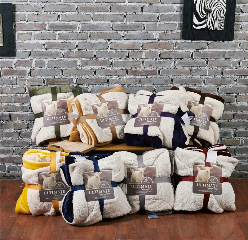 Luxurious Large Warm Thick Sherpa Throw Blanket Coverlet Reversible