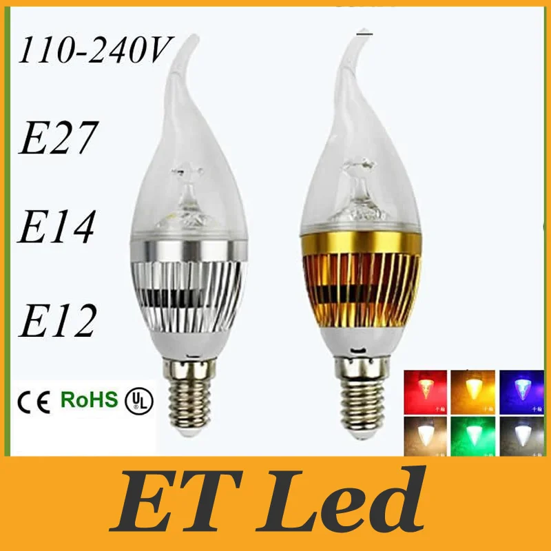 

Clear Cover E12 E14 E26 E27 B22 Led Bulbs Light Candle Lamp AC 110-240V 3W Dimmable Led Spot Light Warm/Natural/Cool White CE UL