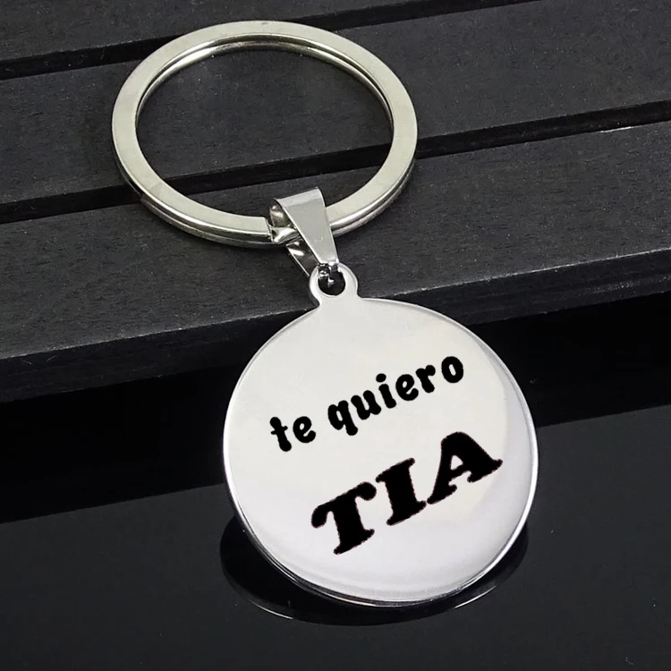 "Te quiero TIA" брелок Новое поступление письмо диск для женщин украшения тетя Прямая YP6978