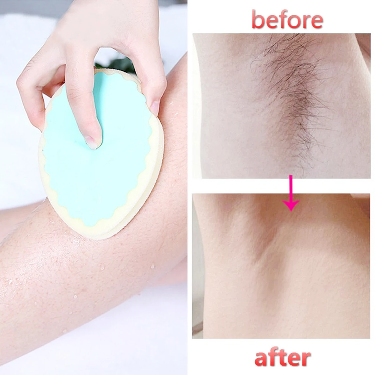 

Safe Popular Magic Painless Hair Depilation Water Drop Heart shaped Reusable Two Faces Sponge Pad Remove Hair Remover Over