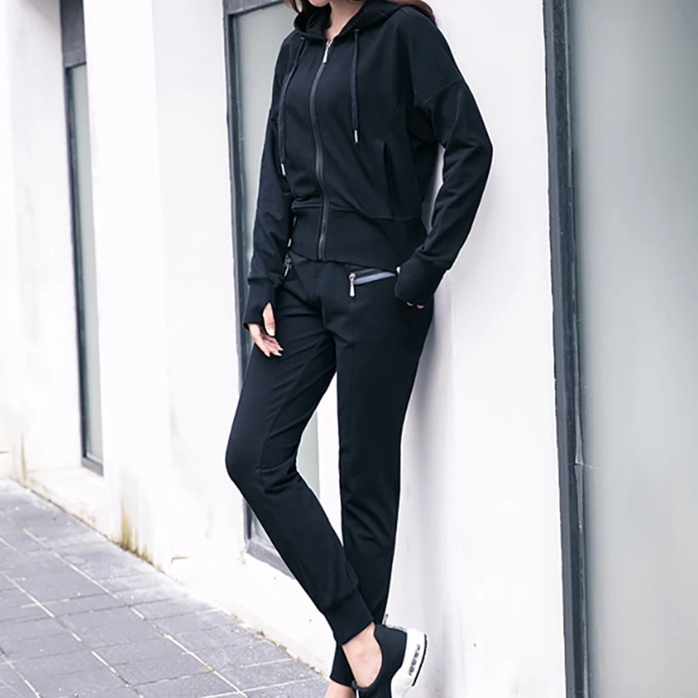 

Hooded Quick Dry 2 Pieces Winter Sportswear Gym Leggings Female Clothes Fitness Tights Sport Suit Yoga Set Women's Tracksuit