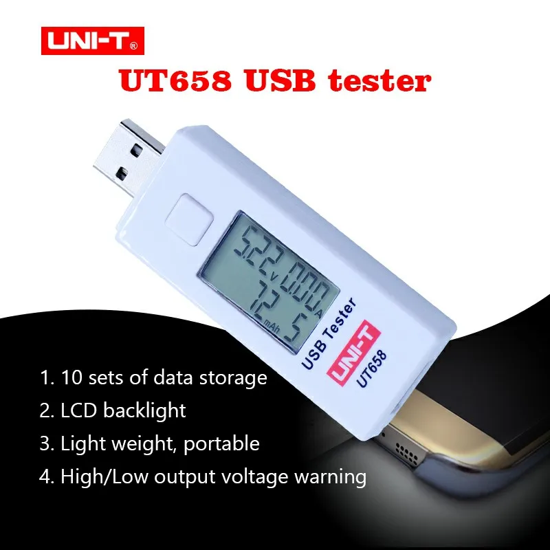 

UNI-T USB Voltage Testers U Disk Doctor Chargers Voltmeter Ameter UT658 UT658B Test MAX 9V with Data Storage USB Tester Meters