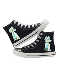 Высокие дышащие парусиновые кроссовки с принтом аниме Рик Морти; модная обувь для колледжа; A193141