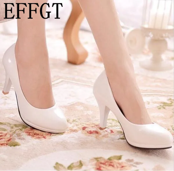 

EFFGT 2019 new fashion women Round head High heels shallow mouth shoes Fine with shoes elegant women shoes free shipping
