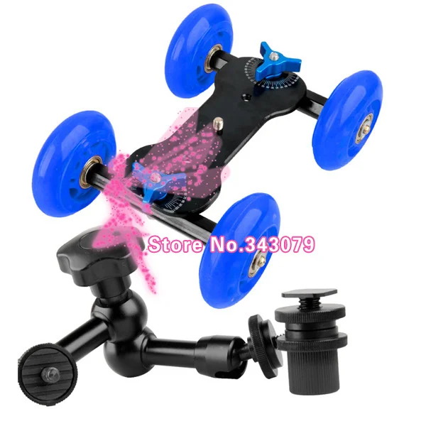 

Magic Arm 7" Inch + Mini Desktop Camera Rail Car Video Slider Dark bule wheel 5D2 60D 7D 550D Photo Studio Accessories
