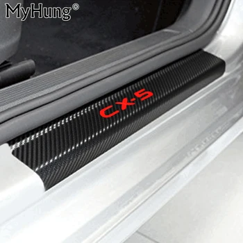 

Car Door Sill Scuff Welcome Pedal Threshold Carbon Fiber Protect Stickers For Mazda CX-5 CX5 2014 2015 4pcs Car Styling