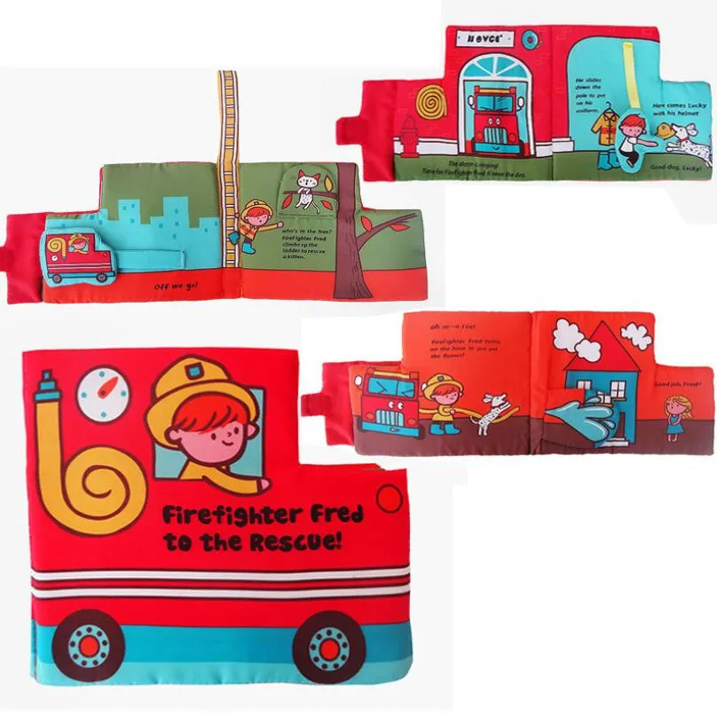 

Fire truck Soft Cloth Book Cartoon Baby Learning books Fire engine Cognition Toy Infant Early Educational toys