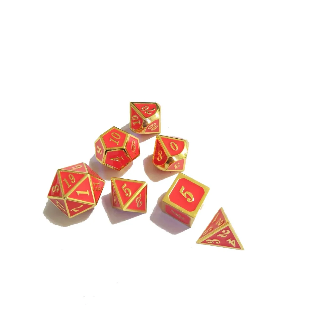 

factory Outlet New font Dungeons & Dragons 7pcs/set Creative RPG Dice D&D Metal Dice Imitation gold pink enamel.