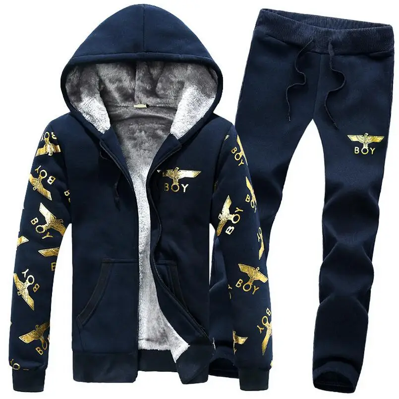 new autumn/winter plus velvet warm hoodie sweat pants sport suit (coat ...