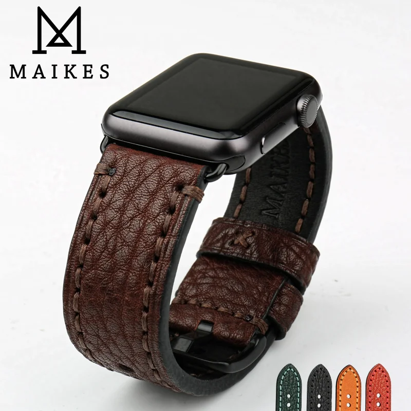 Аксессуары для часов MAIKES, сменный ремешок из натуральной кожи для Apple Watch, ремешок 44 мм, 40 мм, 42 мм, 38 мм, ремешок для часов iWatch