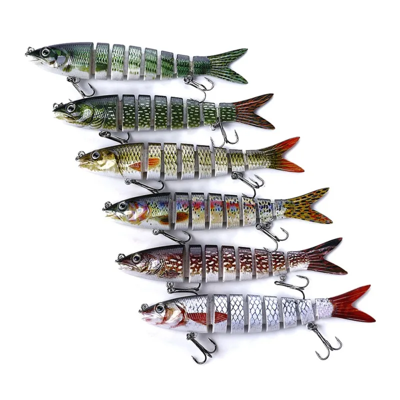 

8 Segment Lifelike Fishing Lure Swimbait Crankbait Hard Bait Slow With 6# Fishing Hooks Fishing Tackle 18g 13cm