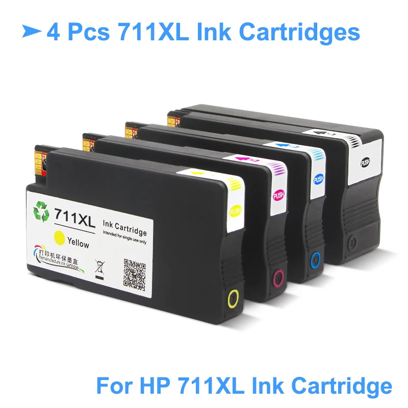 Для hp 711 711 XL hp 711 переработанный чернильный картридж совместимый для hp DesignJet T120 T520 принтера "Mei Qing"(CZ133A CZ130Z CZ131A CZ132A - Цвет: 4PCS HP711 BK C M Y