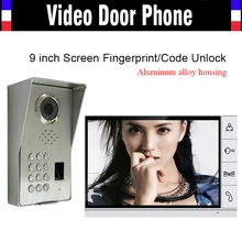 9″ Monitor LUXURY Pure Aluminum Alloy Housing Fingerprint Code Password Unlock Video Door phone Intercom IR Camera Doorbell