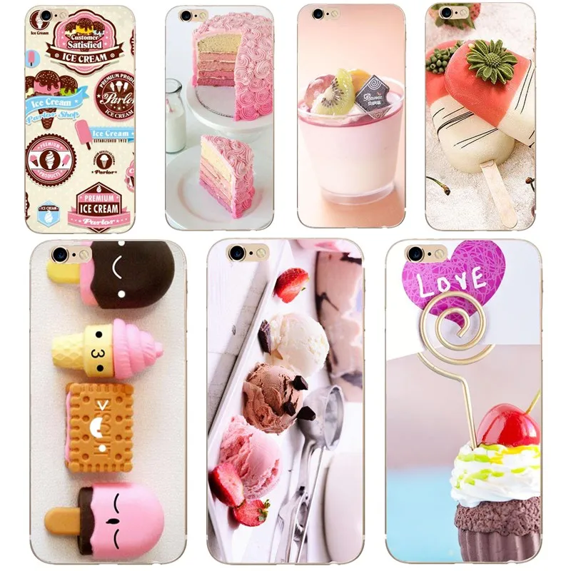 Cake Case For iPhone X 8 Plus 6 6s 5 5s se Lovely Cookies Shell Ice Cream 7 Soft TPU Back Cover Chocolate |