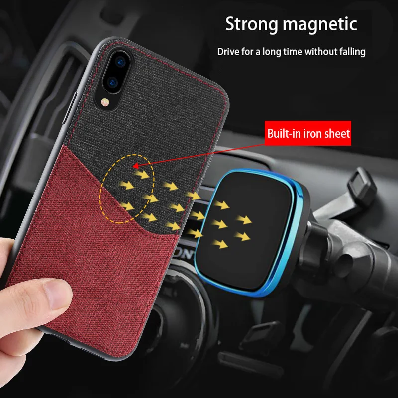 canvas texture phone case for VIVO X20 with card slot magnetic adsorption stitching all-inclusive wangcangli |