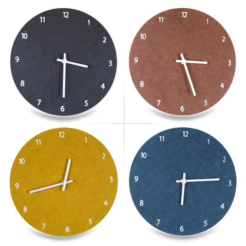 Wooden Wall Clock Living Room Bedroom Mute Solid Wood Watches Round