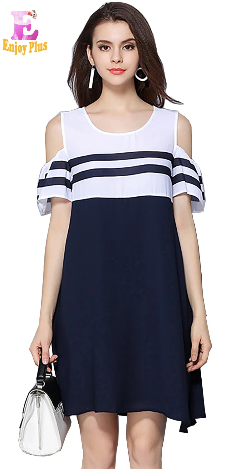 XL XXL 3XL 4XL 5XL plus size summer 2017 blue and white chiffon beach