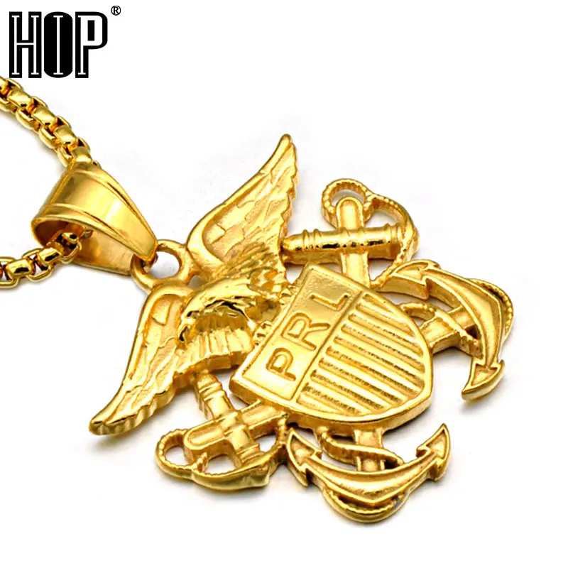 HIP Hop Eagle Pattern Necklace Gold Color 316L Stainless Steel Necklaces & Pendants for Men Jewelry | Украшения и аксессуары