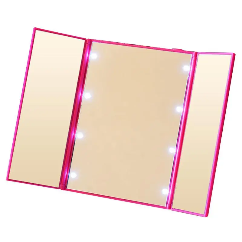 RUIMIO Tri Fold Lighted Travel Makeup Mirror Led Folding Mirrors Mirror