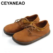 CEYANEAO/Женская обувь на плоской подошве; Коллекция года; женские повседневные кроссовки из натуральной кожи на шнуровке; Весенняя женская обувь(w168-5