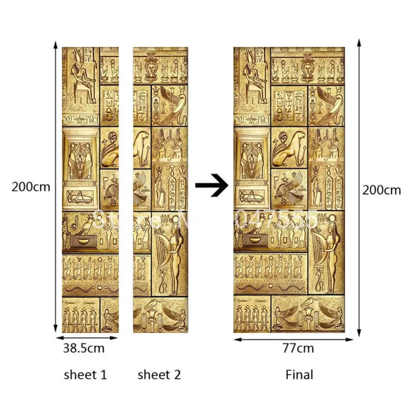 Дверь обои египетское слово животное 3D фрески обои фон гостиная спальня стеклянная наклейка самоклеящаяся настенная живопись