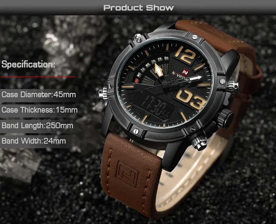 2019 NAVIFORCE Men's Fashion Sport Watches Men Quartz Analog Date Clock Man Leather Military Waterproof Watch Relogio Masculino