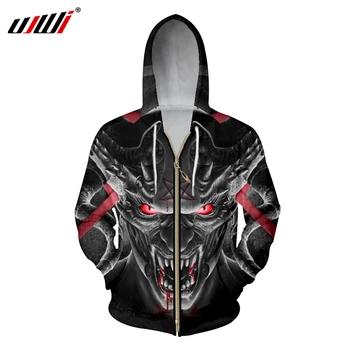 

UJWI Red Eyes Zip Hoodies Men's Print Horn Skull 3d Sweatshirt Hoody Man Hip Hop Streetwear Tracksuits Fitness Loose Jackets 6XL