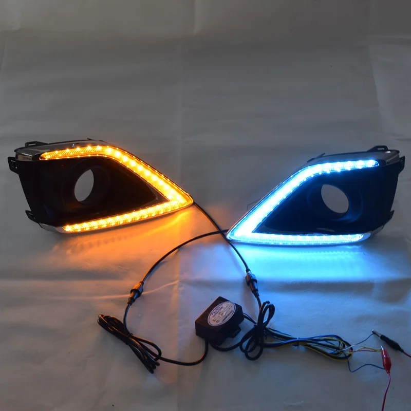 

QINYI led drl daytime running light for Buick Envision 2018 with yellow turn signals and blue night running light