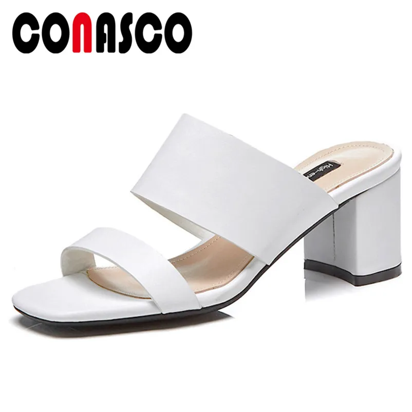 

CONASCO Rome Style High Heeled Sandals For Women Genuine Leather Comfort Casual Shoes Elegant Wedding Party Shoes Summer Pumps