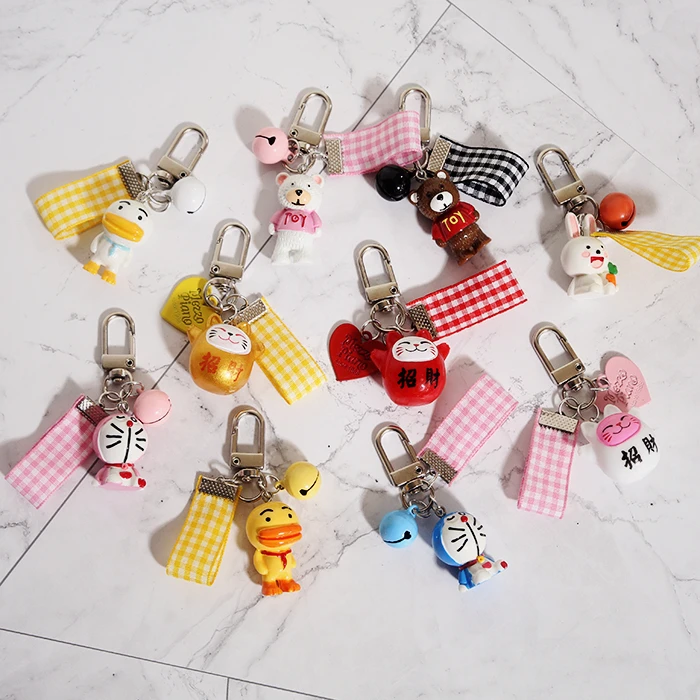 Брелки Omamori в виде животных уток колокольчиков Висячие шелковые бриллианты