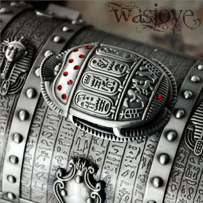 Egyptian style treasure chest with lock 2 layers vintage jewelry box carrying case trinkets packaging cosmetic storage box Z058 - Image 3