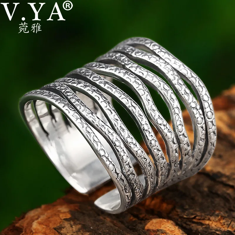 V. YA, новинка 925, серебряные большие кольца для женщин, регулируемый размер, S925 Стерлинговое Серебро, Открытое кольцо, обручальное кольцо, вечерние ювелирные изделия