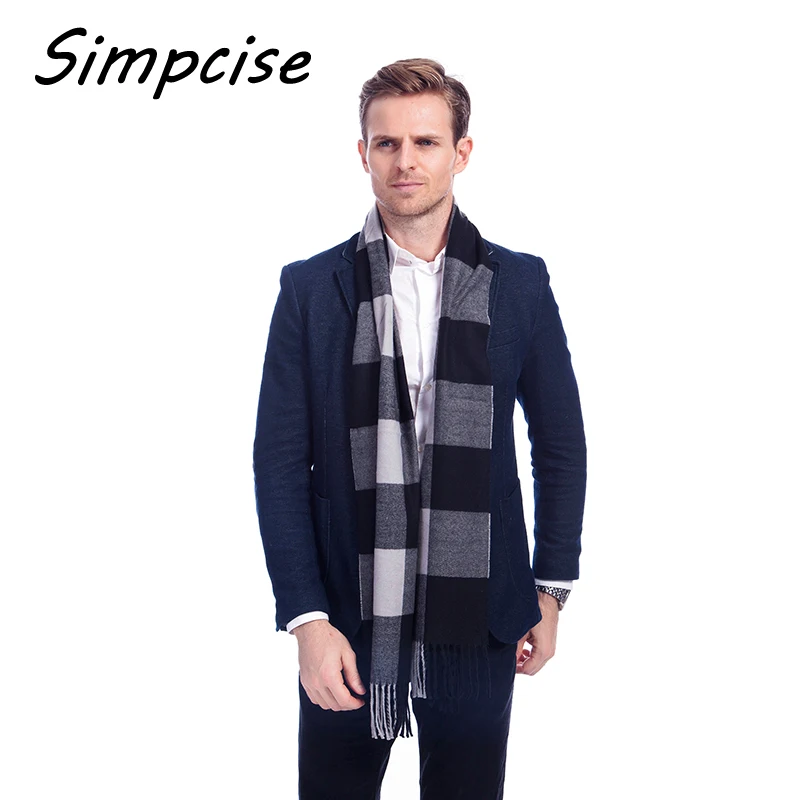 [Simpcise] 2017 New Winter Autumn Long Soft Acrylic Plaid Scarf Wrap Shawl Scarf Style Man Scarves A3A17535 mens snood scarf