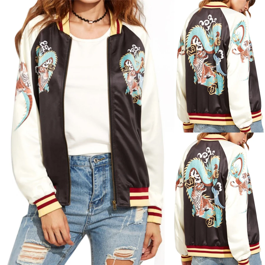 Bomber Jacket Women Basic Coats Jacket Luxury Embroidered Zipper Chaquetas Outwear Fashion Parka 