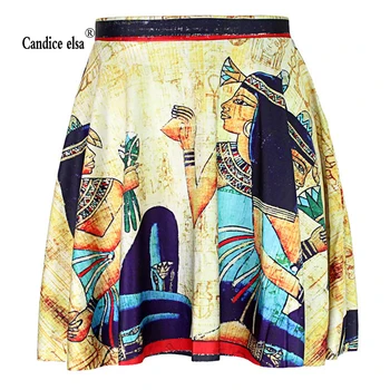 

CANDICE ELSA woman skirts fashionable egyptian pharaoh after the digital print pleated skirt skt1048