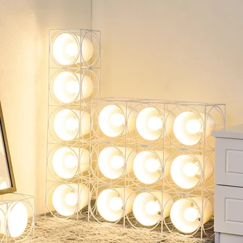 

Nordic LED Floor Lamp Art Deco Speaker Structure Modern Black White Color Standing Light Living Room Bedroom shop Office Reading
