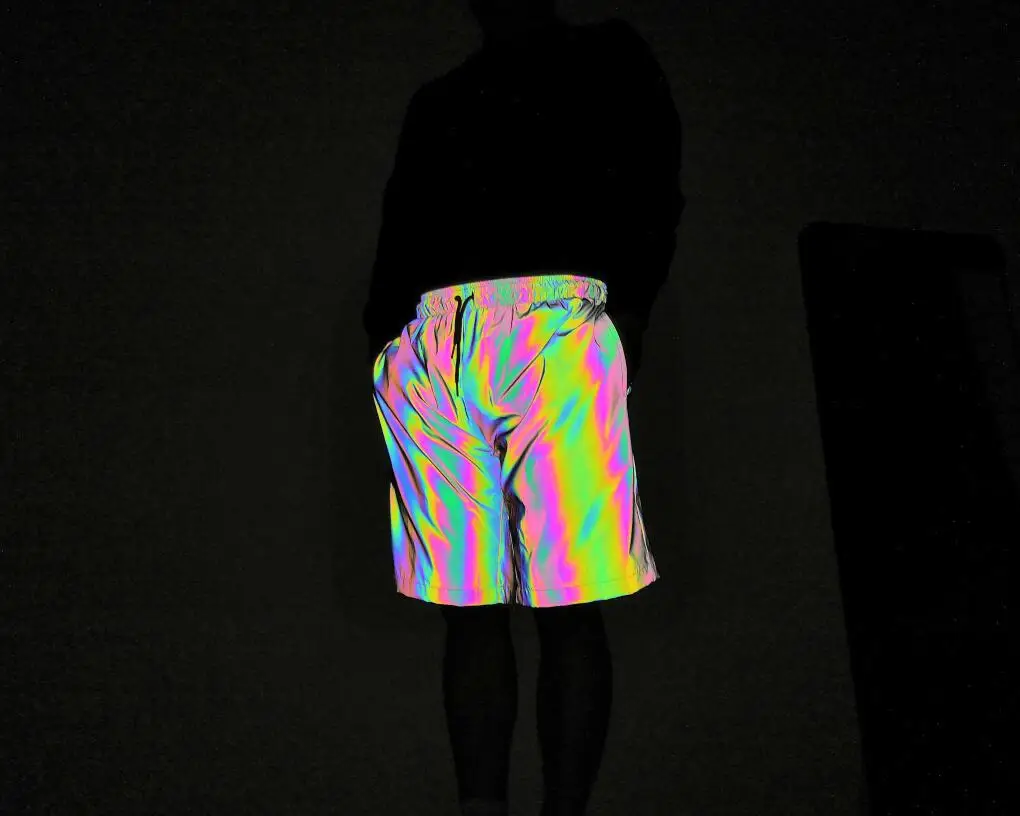 Мужской индивидуальный ночной цветной, отражающий Шорты повседневные шорты для бега мужские s ночной клуб сценический костюм уличный хип хоп панк Шорты