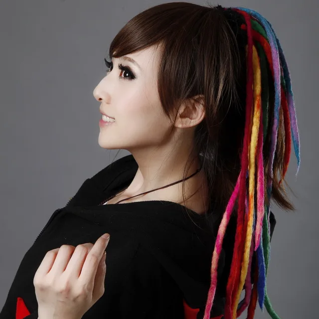 Fashion reggae bianzi wool felt wig ring ,Rainbow Color hair ... Fashion reggae bianzi wool felt wig ring ,Rainbow Color hair ...