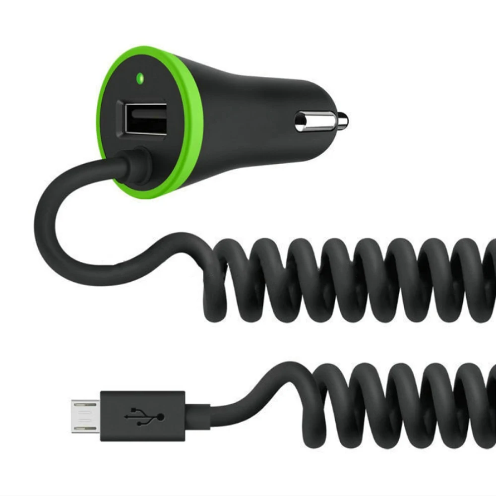 ميني مايكرو usb شاحن سيارة مع الربيع التلفريك-شواحن الهاتف إضاءة آيفون 5 ثانية se 6 ثانية 7 8 x زائد لاحظ سامسونج j3 j5 j7 5