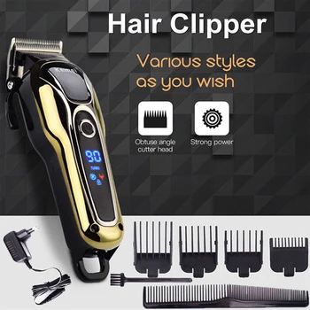 

1 x Fast Charge 100-240V Electric Clipper Stainless Steel Blade Trimer Cutter Cordless Shaver Razor Men LCD Display For KM-1990