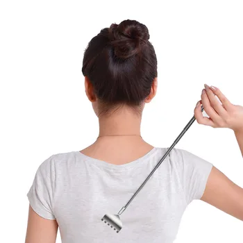 

Stainless Steel Telescopic 2Pcs Portable Adjustable Size Pen ClipTelescopic Back Scratcher Itch Scratch Massage Tool