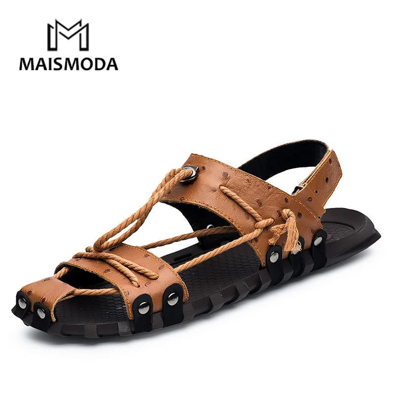 

MAISMODA Men Soft Sandals Genuine Leather Outdoor Casual Summer Beach Shoes Comfortable Plus size 38-47 chaussures YL510