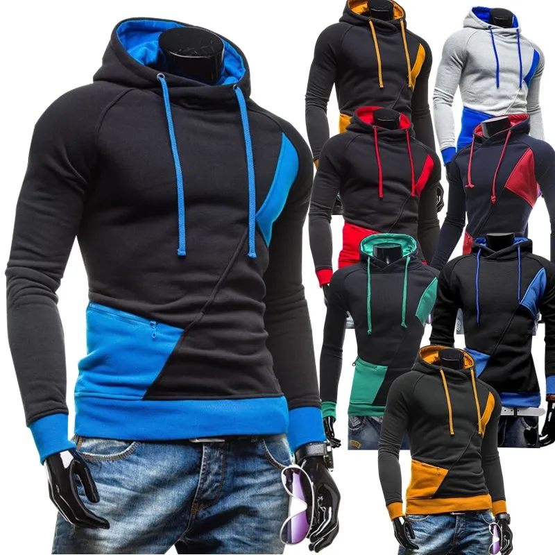 2017 Mens Hoodies Fashion Brand New Patchwork Long sleeve Hooded