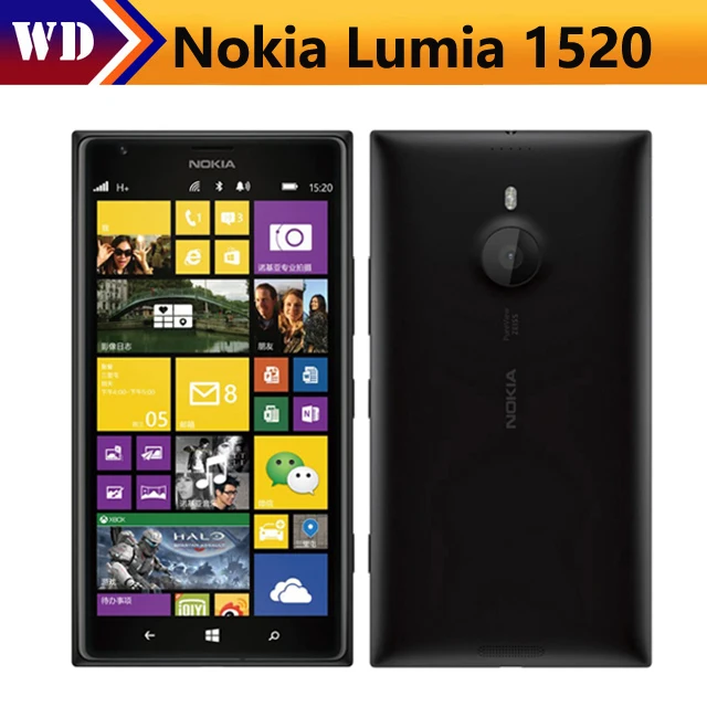 

Refurbished Original Nokia Lumia 1520 Windows Phone cellphone Quad Core 2GB RAM 32GB ROM 20MP NFC GPS WIFI unlocked mobile phone