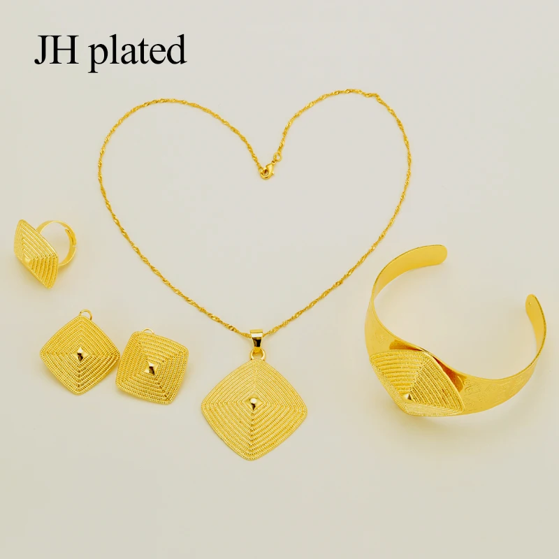 JHplated подарок Африканский ювелирный набор женский модный золотой комплект ювелирных изделий в дубайском стиле серьги кулон