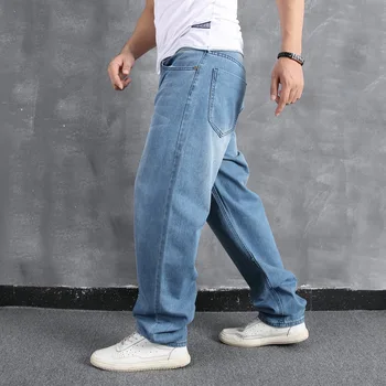 

Hip Hop Casual Print Skateboard Pants for Men Plus Size Trousers Blue Baggy Jeans Men Denim Pants Loose Streetwear Jeans