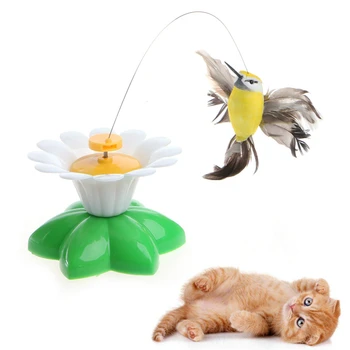 

Pet Cat Kitten Electric Rotating Butterfly Bird Rod Cat Teaser Play Toys Funny Random Color