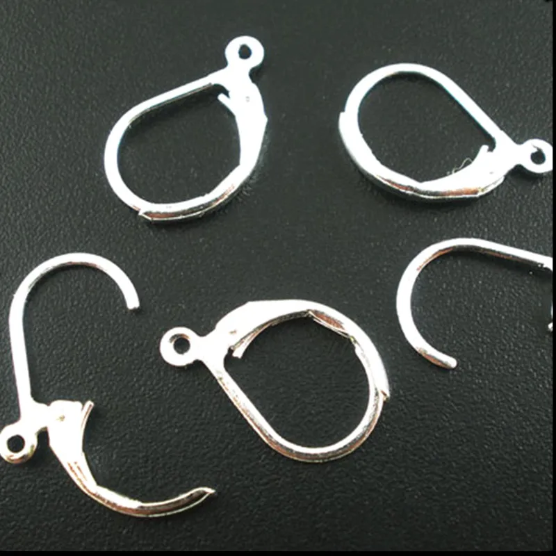 

Ear Earring Wires Lever Back Jewelry DIY Making Findings Silver Plated Copper 16x10mm 60Pcs