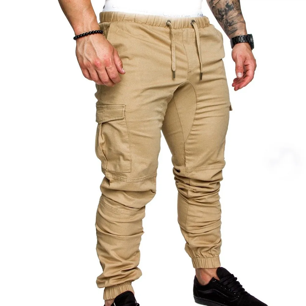 Для мужчин Стильный Повседневное с карманами длинные брюки лодыжки объединились брюки большой Размеры XXXL длинные брюки SAN0 - Цвет: Khaki